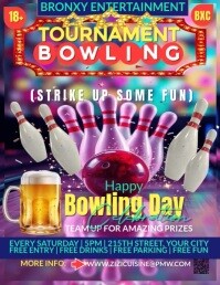 Purple  Bowling Tournament  Flyer (us Letter) template