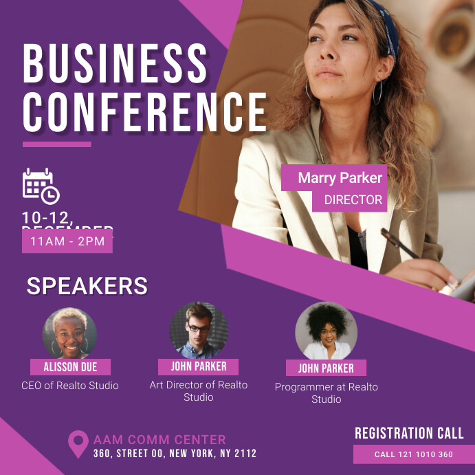 Purple business conference advert Template | PosterMyWall