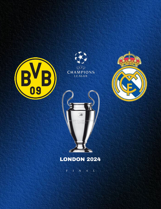 Purple Bvb Dortmund Vs Real Madrid Flyer (u Template | PosterMyWall
