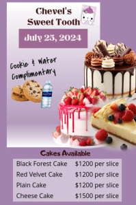 Purple  Cake Sale Poster template