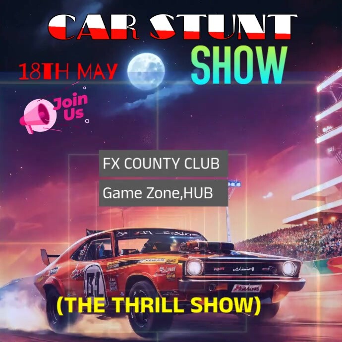 Purple Car Stunt Show Instagram Post Template | PosterMyWall