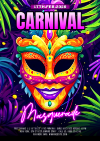 Purple Carnival Masquerade Event A6 template