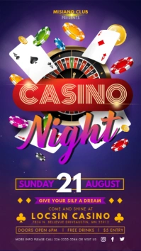 Purple Casino Night Invitation Digital Displa template