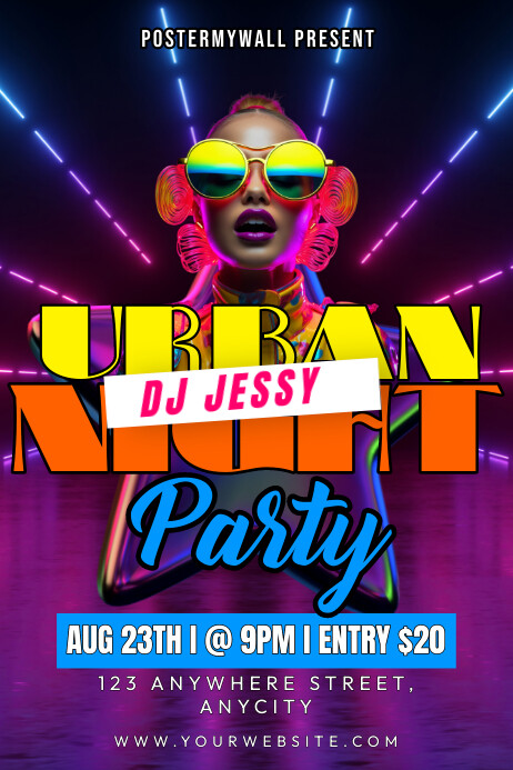 Purple Ceria Urban Night Party Poster Template | PosterMyWall