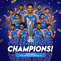 Purple Champions India Cricket Instagram Post template