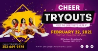 Purple Cheerleader Team Tryout Facebook Post template