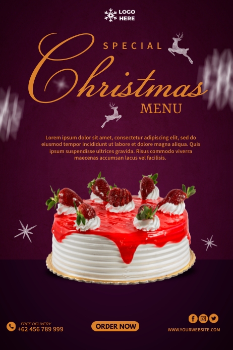 Modele Purple Christmas Cake Menu Postermywall