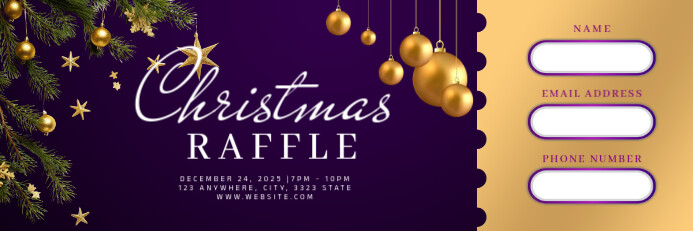 Purple Christmas Raflle Banner 2' × 6' template
