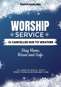 Purple Church Service Cancellation A4 Video template
