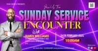 Purple Church Sunday Service Video Flyer Facebook Shared Image template