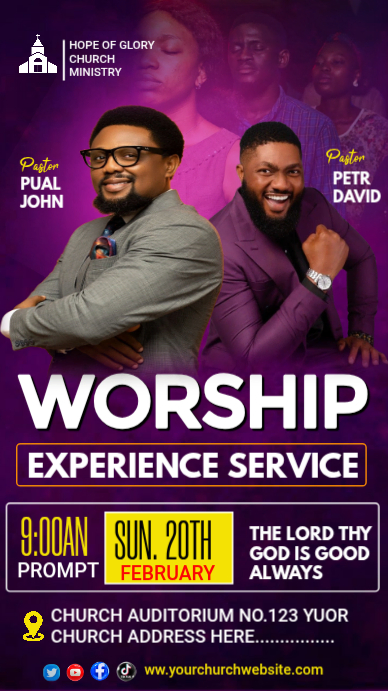 Purple Church Worship Service Instagram Story Template | PosterMyWall
