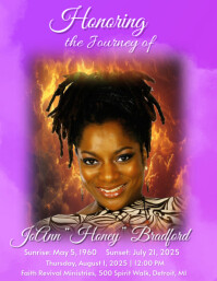 Purple cloud dark orange heaven Funeral Flyer Memorial Flyer Løbeseddel (US Letter) template