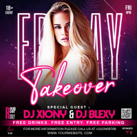 Purple Club Event Square Video Quadrat (1:1) template