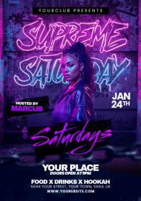 Purple Club Night Event A5 template