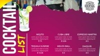 Pink List Cocktail Menu Digital Video Display template
