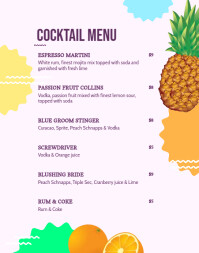 Purple Cocktail Menu Poster Template Postermywall