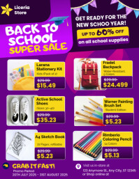 Blue Back to School Sale Ulotka Template