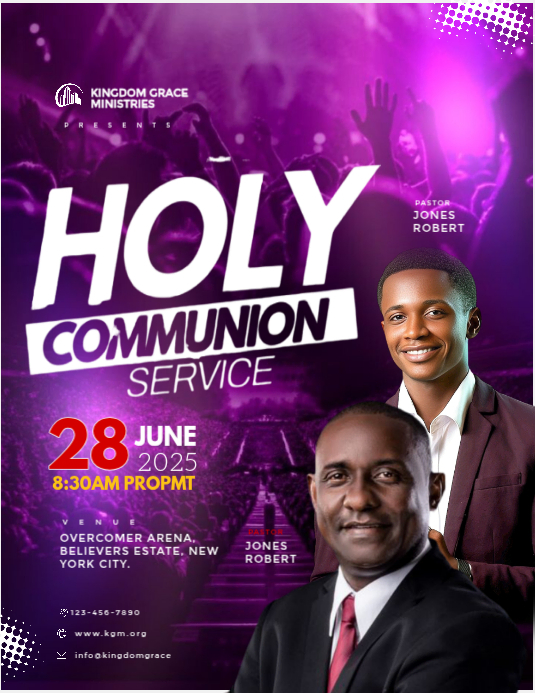 Purple Collage Holy Communion Service Flyer Template | PosterMyWall