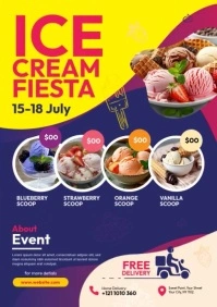 Purple Collage Ice Cream Fiesta A4 template