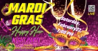 Purple Collage Mardi Gras Happy Hour Party Facebook Event Cover template