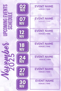 Purple Collage November Upcoming Events Schedule  Pinterest Graphic Pinterest-Grafik template