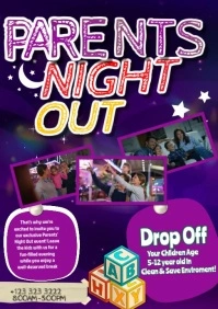 Purple Collage Parents Night Out  A5 template