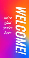 Purple Colorful Welcome Poster - We're Glad You're Here Sign Template" Roll Up Banner 3' × 6'