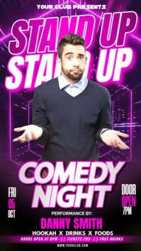 Purple Comedy Night Party Video Flyer Instagram Story template