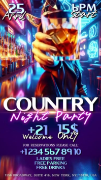 Purple Country Night Party Digital Display (9:16) template