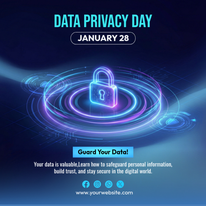 Privacy Post Graphics Purple Data Privacy Day Instagram Post Template | PosterMyWall
