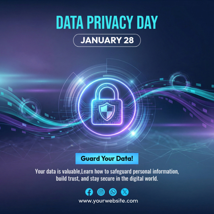 Privacy Post Graphics Purple Data Privacy Day Instagram Post Template | PosterMyWall
