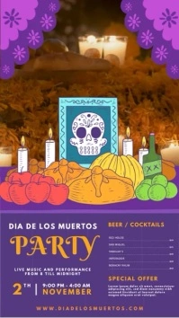 Purple Dia de los Muertos Digital Display Vid template