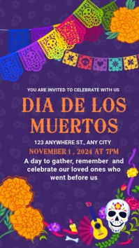 Purple Dia De Los Muertos Instagram Story template