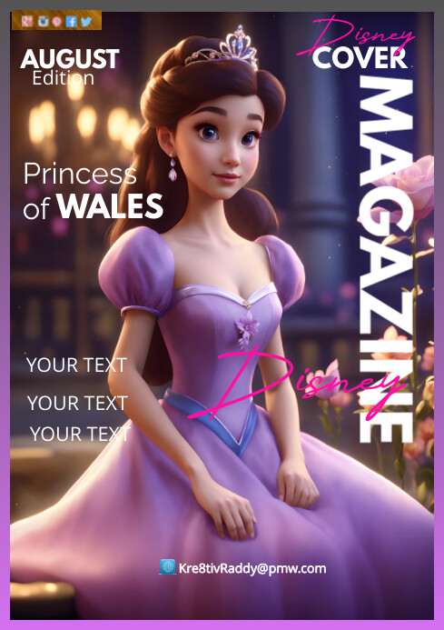 Purple Disney Magazine Cover A4 Template | PosterMyWall
