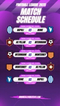 สีม่วง Football Match Schedule Instagram Reel Template