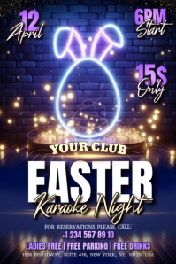 Purple Easter Karaoke Night Banner 4' × 6' Video template