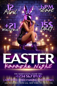 Purple Easter Karaoke Night Banner 4' × 6' Video template