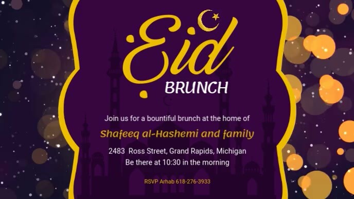 Purple Eid Brunch Invitation Facebook Header Facebook-Covervideo (16:9) template