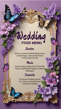 Purple Elegant Wedding Food Menu Instagram Story template