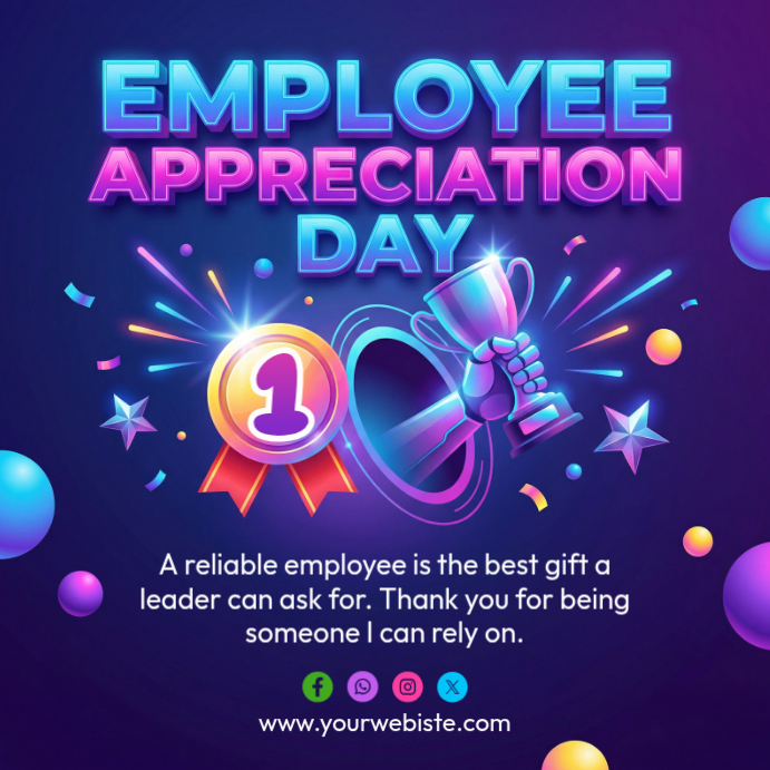 Purple Employee Appreciation Day Instagram Post Template | PosterMyWall