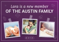 Purple Family Collage Postcard template