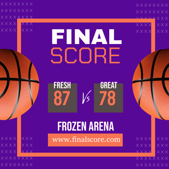 Purple final score basketball template | PosterMyWall