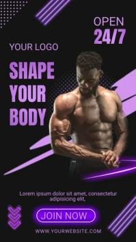 Purple fitness gym instagram story template