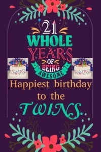 Purple Floral 21st  Poster Плакат template