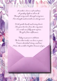 Purple Floral Animated Mother's Day Poem Greeting Card Video A5 template