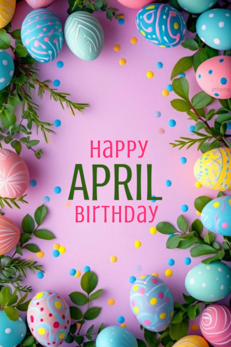 Purple floral april birthday celebration banner 4' × 6' Template ...