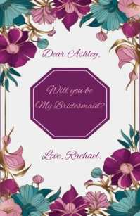 Purple Floral Bridesmaid Proposal Card/Invitation Poster Szeroki pół strony template