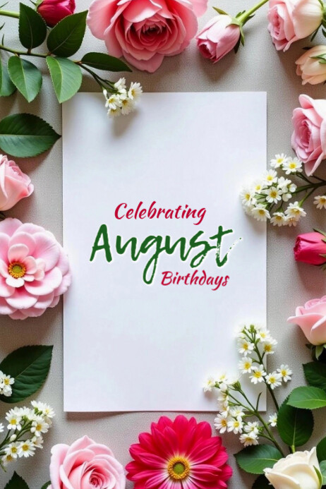 Purple Floral Celebrating August Birthdays  Banner 4' × 6' Banier 4’×6’ template