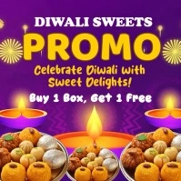 Purple Floral Diwali Sweets  Square (1:1) template