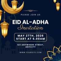 Purple Floral Eid al-Adha Invitation Instagram Post Video template